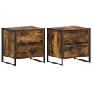 Sengebord 2 pcs Røget Eg 50 x 39,5 x 50 cm Konstrueret træ