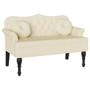 Chesterfield bænk med pude Creme 120.5 x 65 x 75 cm Faux læder