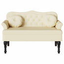 Chesterfield bænk med pude Creme 120.5 x 65 x 75 cm Faux læder