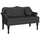 Chesterfield bænk med pude Sort 120.5 x 65 x 75 cm Faux læder