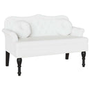 Chesterfield bænk med pude Hvid 120.5 x 65 x 75 cm Faux læder