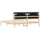 Sengestel med Polstret Hovedgavl Sort 200 x 200 cm