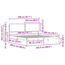 Sengestel med Polstret Hovedgavl Sort 200 x 200 cm