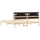 Sengestel med Polstret Hovedgavl Sort 200 x 200 cm