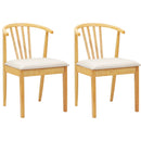 Spisestuestol 2 pcs Naturlig og lys Solid gummitræ