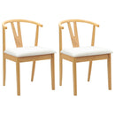 Spisestuestol 2 pcs Naturlig og lys Massiv Gummitræ