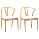 Spisestuestol 2 pcs Naturlig og lys Massiv Gummitræ
