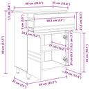 Badeværelse Vaskeskab Sonoma-eg 60 x 35 x 80 cm Konstrueret træ