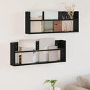 Magasin Rack 2 pcs Sort eg 80 x 12 x 30 cm Konstrueret træ
