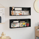 Magasin Rack 2 pcs Sort eg 80 x 12 x 30 cm Konstrueret træ