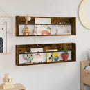 Magasin Rack 2 pcs Røget eg 100 x 12 x 30 cm Konstrueret træ
