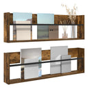 Magasin Rack 2 pcs Røget eg 100 x 12 x 30 cm Konstrueret træ
