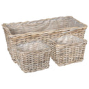 Planter Kurv GENDT 3 stk. Naturlig grå Kubu rattan