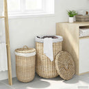 Vasketøjskurv med låg 2 pcs Naturlig grå Kubu rattan