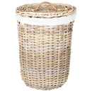 Vasketøjskurv med låg 2 pcs Naturlig grå Kubu rattan