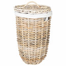 Vasketøjskurv med låg 2 pcs Naturlig grå Kubu rattan