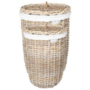 Vasketøjskurv med låg 2 pcs Naturlig grå Kubu rattan