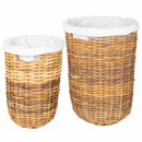Vasketøjskurv med låg 2 pcs Naturlig Brun Kubu rattan