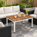 Sofabord Natur og hvid 49 x 68,5 x 36 cm Massivt Akacietræ