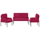 Sofasæt med pude 3 pcs Vinrød 115 x 56 x 80 cm Krydsfinér