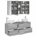 Badeværelsesmøbel sæt 4 stk. Grå Sonoma Konstrueret træ og glas