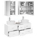 Badeværelsesmøbel sæt 5 stk. Hvid Konstrueret træ og glas