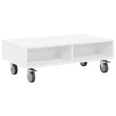 Sidebord med hjul Hvid 90 x 50 x 30 cm Konstrueret træ
