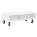 Sidebord med hjul Hvid 90 x 50 x 30 cm Konstrueret træ