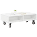 Sidebord med hjul Hvid 90 x 50 x 30 cm Konstrueret træ
