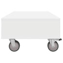 Sidebord med hjul Hvid 90 x 50 x 30 cm Konstrueret træ