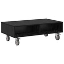 Sidebord med hjul Sort eg 90 x 50 x 30 cm Konstrueret træ