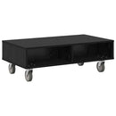 Sidebord med hjul Sort eg 90 x 50 x 30 cm Konstrueret træ