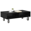 Sidebord med hjul Sort eg 90 x 50 x 30 cm Konstrueret træ