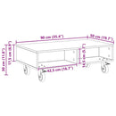 Sidebord med hjul Sort eg 90 x 50 x 30 cm Konstrueret træ