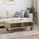 Sidebord med hjul Sonoma eg 90 x 50 x 30 cm Konstrueret træ
