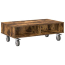 Sidebord med hjul Røget eg 90 x 50 x 30 cm Konstrueret træ