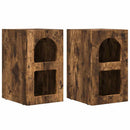 Sengebord 2 pcs Røget eg 29,5 x 33,5 x 50 cm Konstrueret træ