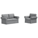 Sofa Sæt 2 pcs Lysegrå 155 x 82 x 80 cm Stof