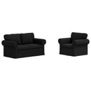 Sofa Sæt 2 pcs Sort 155 x 82 x 80 cm Stof