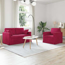 Sofa Sæt 2 pcs Vinrød 138 x 78 x 80 cm Fløjl