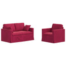 Sofa Sæt 2 pcs Vinrød 138 x 78 x 80 cm Fløjl