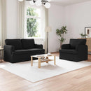 Sofa Sæt 2 pcs Sort 144 x 80 x 85 cm Stof