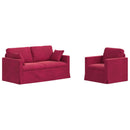 Sofa Sæt 2 pcs Vinrød 158 x 78 x 80 cm Fløjl