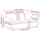 Sofa Sæt 2 pcs Lysegrå 215 x 82 x 80 cm Stof