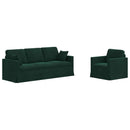 Sofa Sæt 2 pcs Mørkegrøn 198 x 78 x 80 cm Fløjl