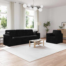 Sofa Sæt 2 pcs Sort Fløjl