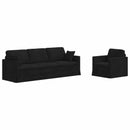 Sofa Sæt 2 pcs Sort Fløjl