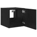 TV vægskab med LED Sort eg 30,5 x 35 x 30 cm Konstrueret træ