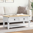 Sofabord med skuffe Hvid 100 x 48 x 45 cm Massivt fyrretræ