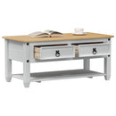 Sofabord med skuffe Hvid 100 x 48 x 45 cm Massivt fyrretræ